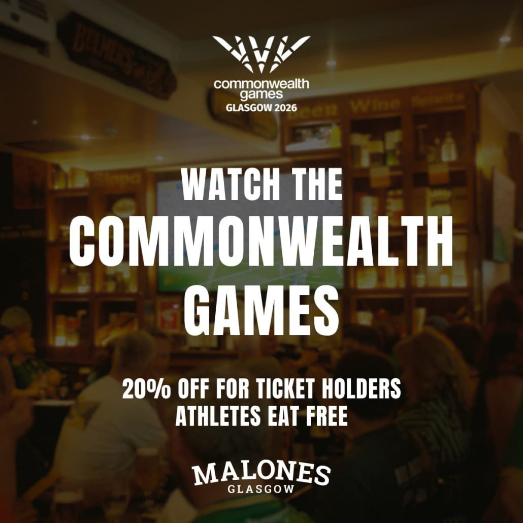 Watch the Commonwealth Games in Glasgow at Malones Irish Bar with 20% off for ticket holders